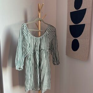 Emerson Fry Green and White Striped Top